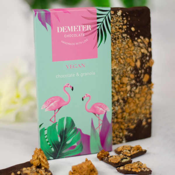 Flamingós trópusi étcsokoládé granolával - Vegán Granolas tablas etcsokolade 60g